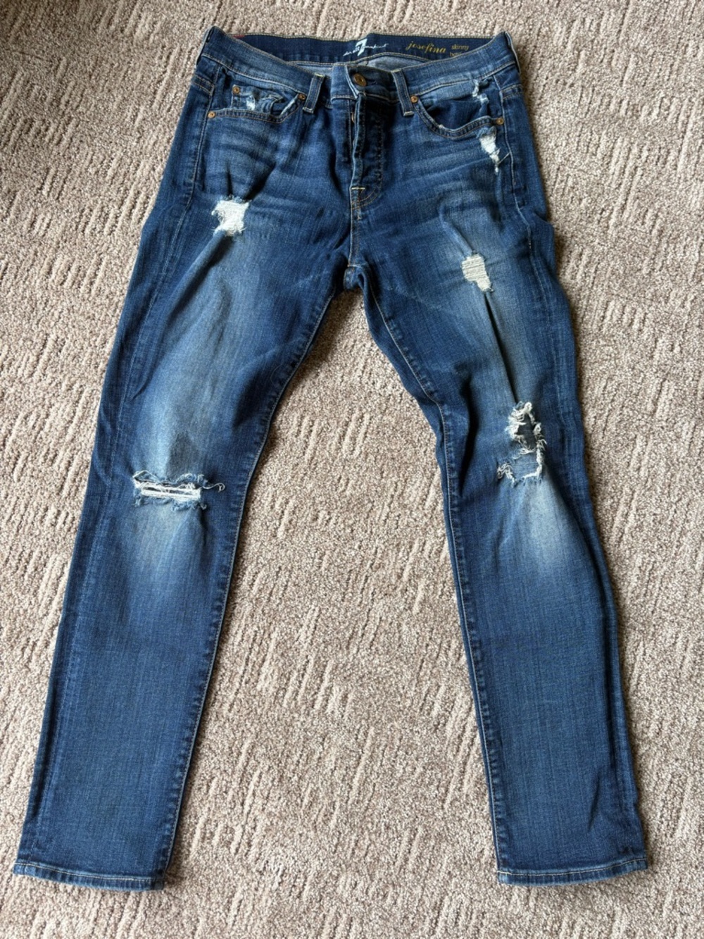 7 For All Mankind Button Fly Distressed Women’s Jeans